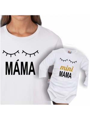 DEJNA Máma a mini Máma - súprava triko a body - biele