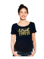 Be MaaMaa Tehotenské, dojčiace tričko - Tired Mama - granátové, veľ. XL