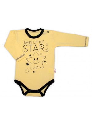 Baby Nellys Body dlhý rukáv, žlté, Baby Little Star, veľ. 68