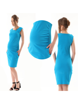 Gregx Elegantné tehotenské šaty bez rukávov - tyrkysové, veľ. XL/XXL