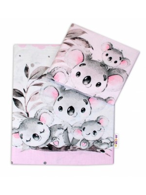 2-dielne bavlnené obliečky Baby Nellys - Medvedík Koala -  ružový, roz. 135 x 100 cm