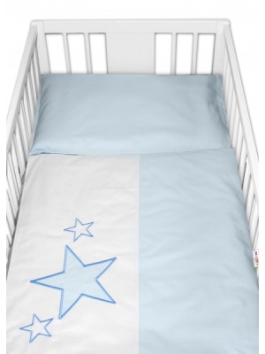 Baby Nellys Obliečky do postieľky Baby Stars  - modré, veľ. 135x100 cm