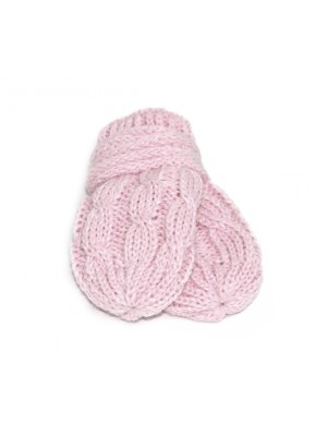 BABY NELLYS Zimné pletené dojčenské rukavičky so vzorom - sv. ružové, veľ. 56/68