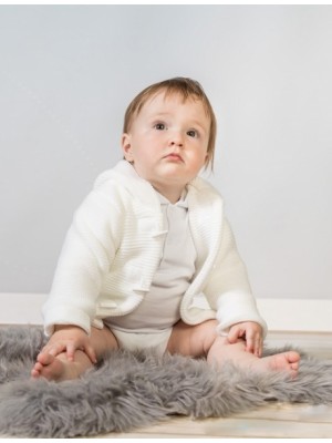 Baby Nellys Dvojvrstvová dojčenská bundička, svetrík - biely, veľ. 80