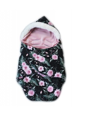 Baby Nellys zavinovacie fusak s kožušinkou Velvet, Škriatok, dĺžka 85 cm - čierny/róże