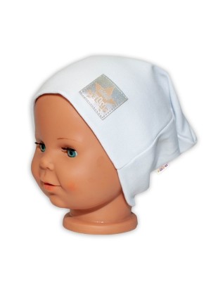 Baby Nellys Hand Made Detská funkčná čiapka s dvojitým lemom - biela