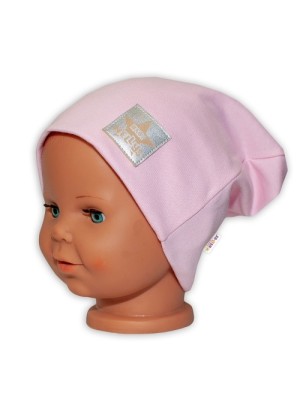 Baby Nellys Hand Made Detská funkčná čiapka s dvojitým lemom - sv. růžová, vel. 110