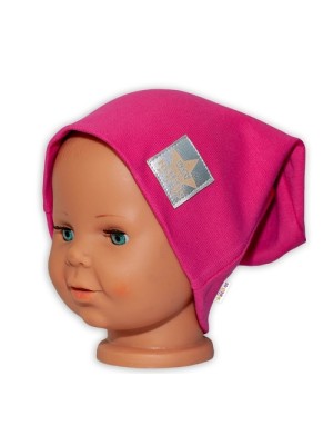 Baby Nellys Hand Made Detská funkčná čiapka s dvojitým lemom - tm. růžová