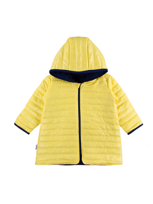 EEVI Detská prechodová, prešívaná bunda s kapucňou - žltá