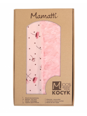 Mamatti Detská obojstranná bavlnená deka s Minky, 80 x 90 cm, Vlčí Mak - růžová