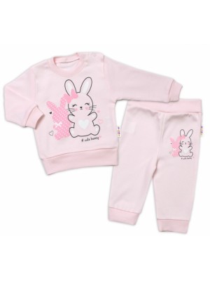 Baby Nellys Detská tepláková súprava Cute Bunny - ružová, veľ. 92