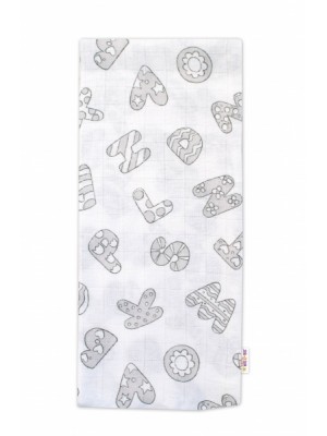 Baby Nellys Kvalitná bavlnená plienka - Tetra Premium, 70x80cm - Písmenka, biela