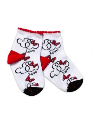 Baby Nellys Bavlnené ponožky Minnie Love - biele, veľ. 122/128