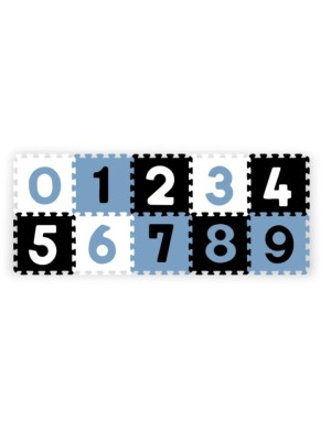 Penové puzzle - Čísla, 10ks, čierna / modrá / biela