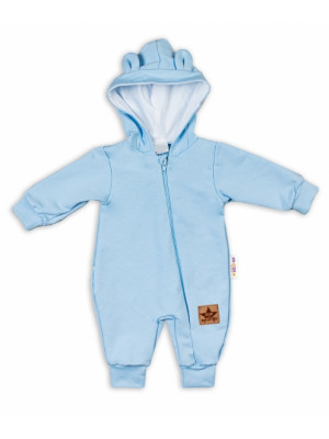 Baby Nellys ® Teplákový overal s kapucňou - sv. modrý, veľ. 74