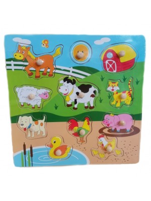 Drevené zábavné puzzle vkladacie - Zvieratká na farme