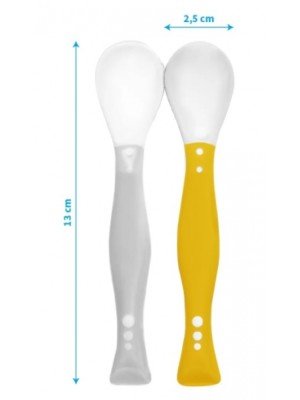 BabyOno Flexibilné lyžičky, 2 ks, žltá/sivá