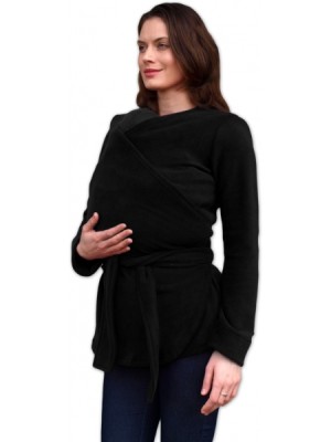 JOŽÁNEK Zavinovací kabátik pre nosiacich, tehotné - fleece - čierna, veľ. M/L