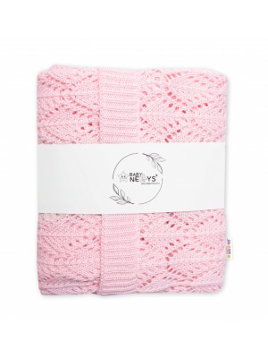 Luxusná bavlnená háčkovaná deka, dečka LOVE, 75x95cm - svetlo ružová