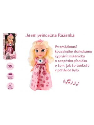 Bábika princezná Ruženka plast 35cm česky hovoriaca na batérie so zvukom v krabici 17x