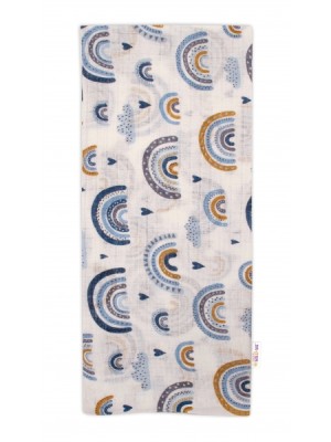 Baby Nellys Kvalitná bavlnená plienka - Tetra Premium, 70x80 cm - Dúha, modro/horčicová