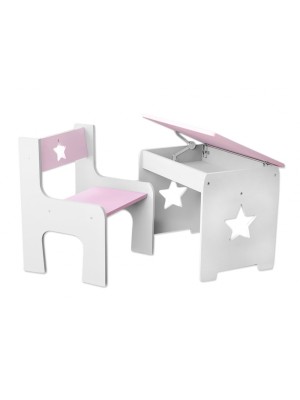 NELLYS Sada nábytku KIDS STAR Stôl + stolička - ružová s bielou