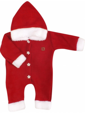 Z&Z Detský pletený overal s kapucňou Baby Santa, červený