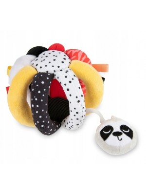 Senzorická plyšová hračka s hrkálkou a pískatkom Canpol Babies, Lopta a Panda