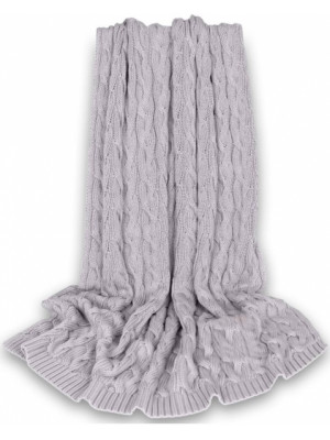 Bambusová detská pletená deka Baby Nellys, vzor pletený vrkoč, 80 x100 cm, šedá