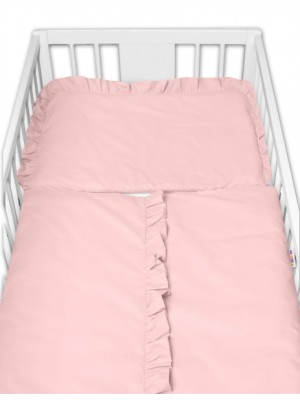 2-dielne bavlnené obliečky s volánikom SOFT, Baby Nellys, púdrovo ružové, 135x100 cm