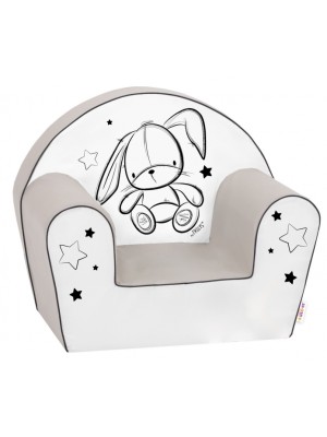 Detské kresielko, pohovka LUX Cute Bunny Baby Nellys, šedé, biele