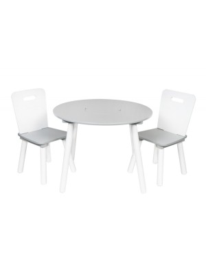 Detský nábytok - 3 ks, okrúhly stôl so stoličkami - šedá/biela, Baby Nellys