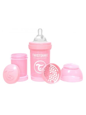 Antikoliková fľaša, Twistshake s cumlíkom, 0 m+, 180 ml, Pastel Pink