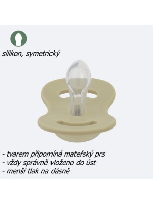 Cumlík, silikón, symetrický, 2ks, Lullaby Planet, 0-6m, oliva/horčica