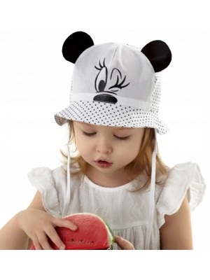 Letný klobúčik Baby Nellys Minnie na zaväzovanie, biely, veľ. 12-18 m