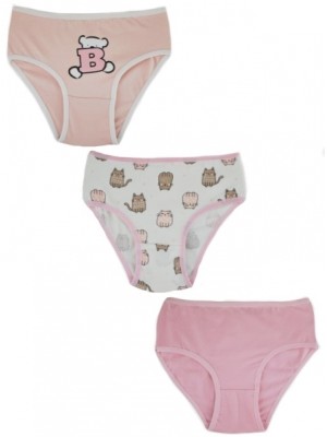 Dievčenské bavlnené nohavičky, Cat - 3ks v balení, ružovo/biele