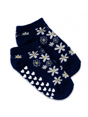 Detské ponožky s ABS Kvetinky - tm. modré