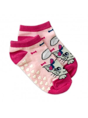 Detské ponožky s ABS Mačka, veľ. 27/30 - sv. ružové