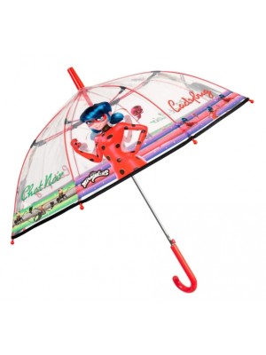Detský priehľadný holový dáždnik Lady Bug - červený