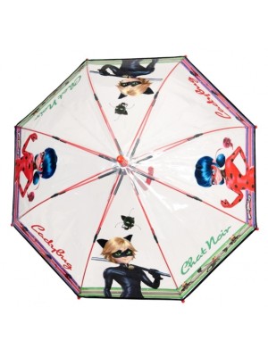 Detský priehľadný holový dáždnik Lady Bug - červený