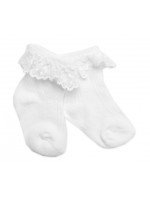 Bavlnené ponožky s čipkovým volánikom Baby Nellys, biele