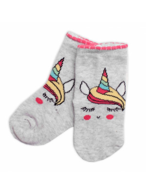 Detské bavlnené ponožky Jednorožec - sivé