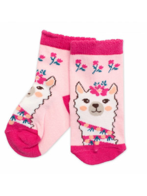 Detské bavlnené ponožky Lama - ružové