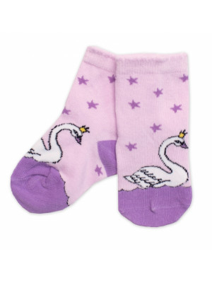 Detské bavlnené ponožky Labuť - lila