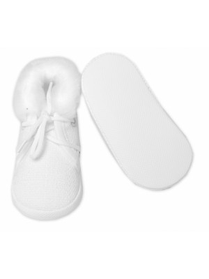 Dojčenské capáčky/topánočky na šnurovanie s kožúškom, Baby Nellys, biele,veľ.62/68, 11,5cm