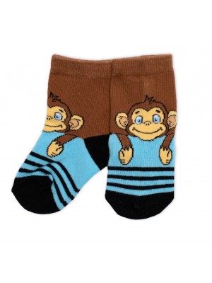 Detské bavlnené ponožky Monkey - hnedé/modré