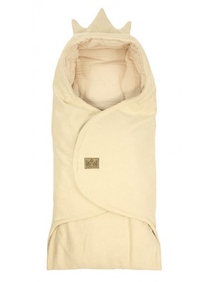 Zavinovacia deka s kapucňou Little Elite, 100 x 115 cm, Kralovská koruna - bežová
