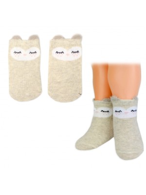 Dievčenské bavlnené ponožky Smajlík 3D - capuccino, veľ. 80/86