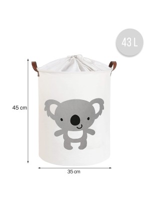 Kôš na hračky, uzatvárateľný, bavlna - Koala- biely, 43 L