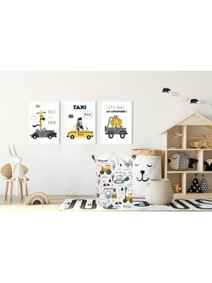 Kôš na hračky, uzatvárateľný, bavlna - Mini Trucks - biely, 43 L